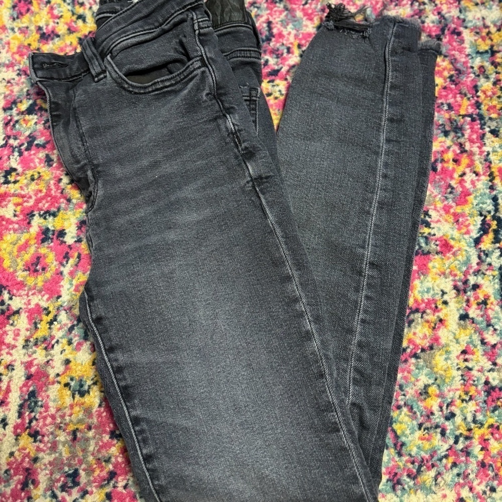 0824-27 black acid wash American eagle denim